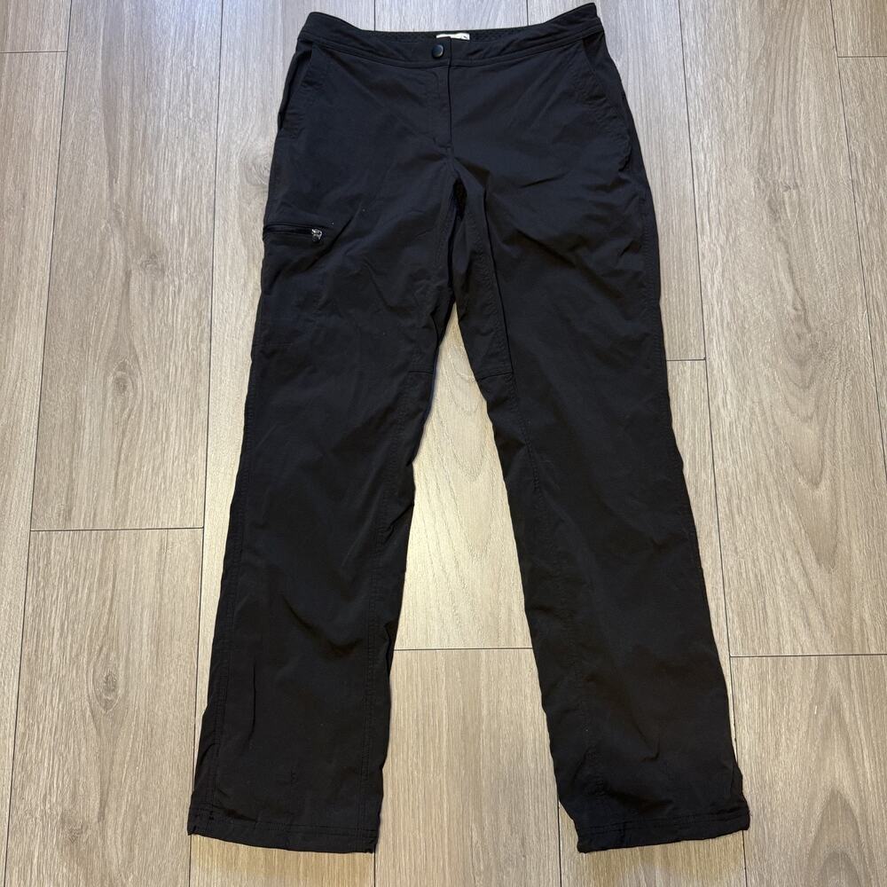 LL‎ Bean Snow Pants Adult SZ 8 Black Nylon Ski Snowboard Wide Leg